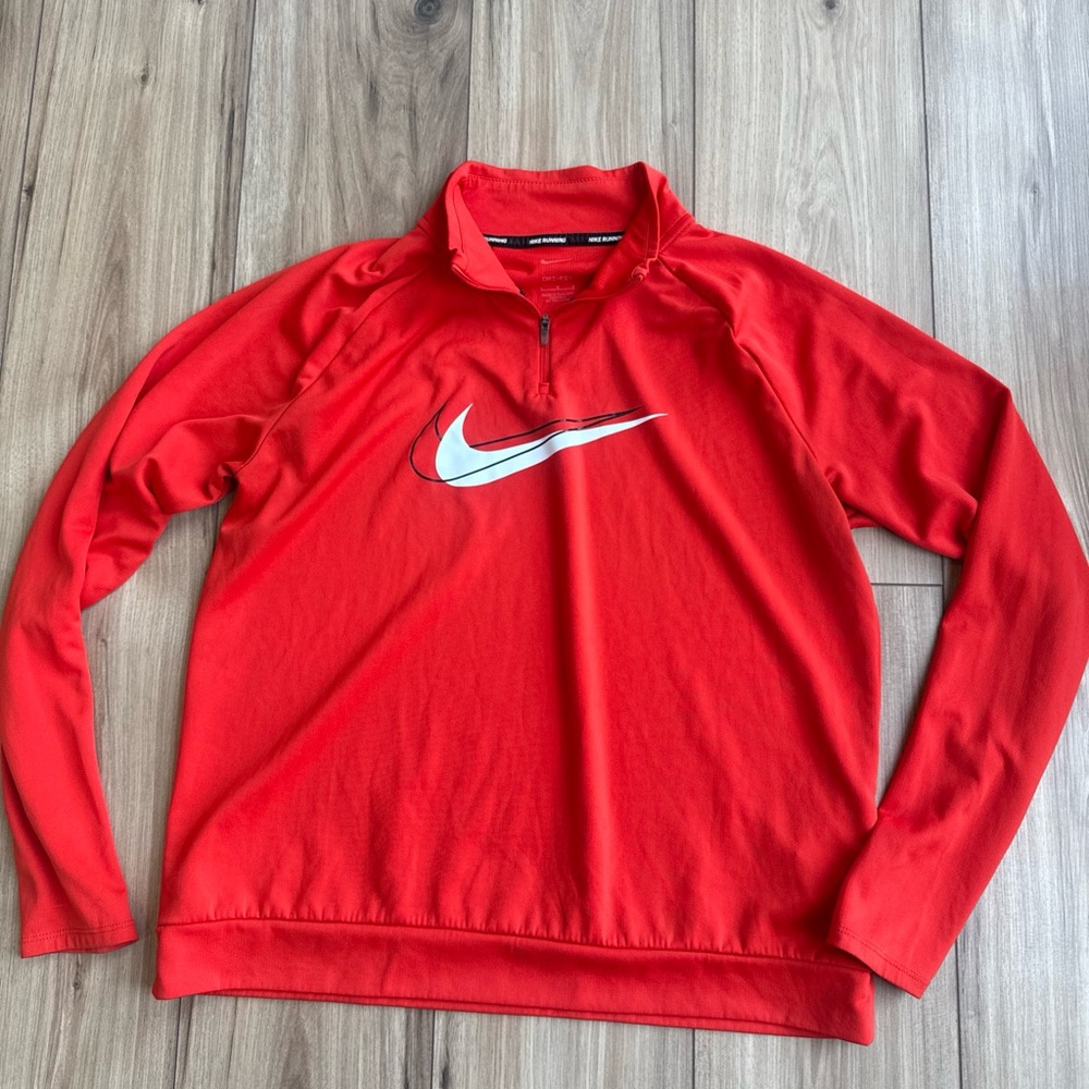 Women's NIKE Running Dri-Fit Quarter Zip Pullover DJ6984-673 Size Large Red - Picture 2 of 7